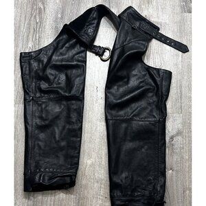 Vintage Leather Men's Motorcycle Chaps XL Outdoor Black